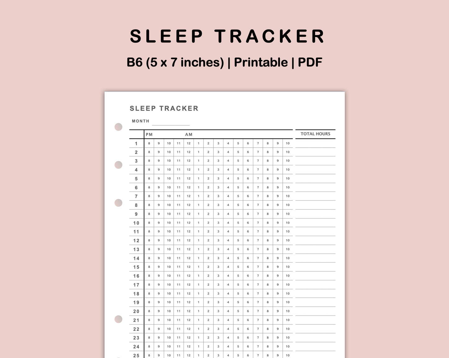 B6 Inserts - Sleep Tracker