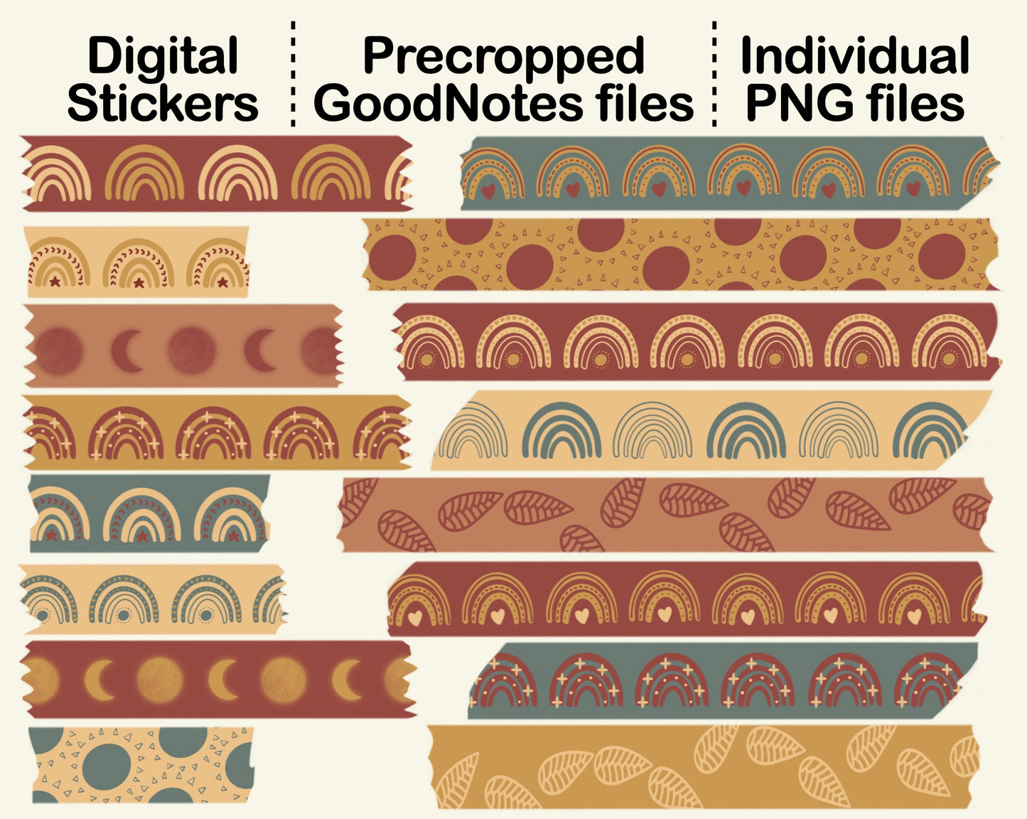 Digital Washi Tape - Boho Rainbow