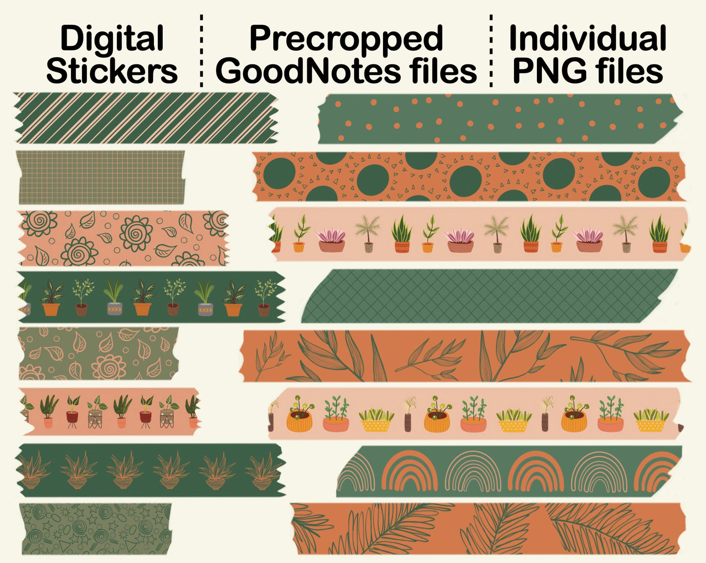 Digital Washi Tape - Green Plant