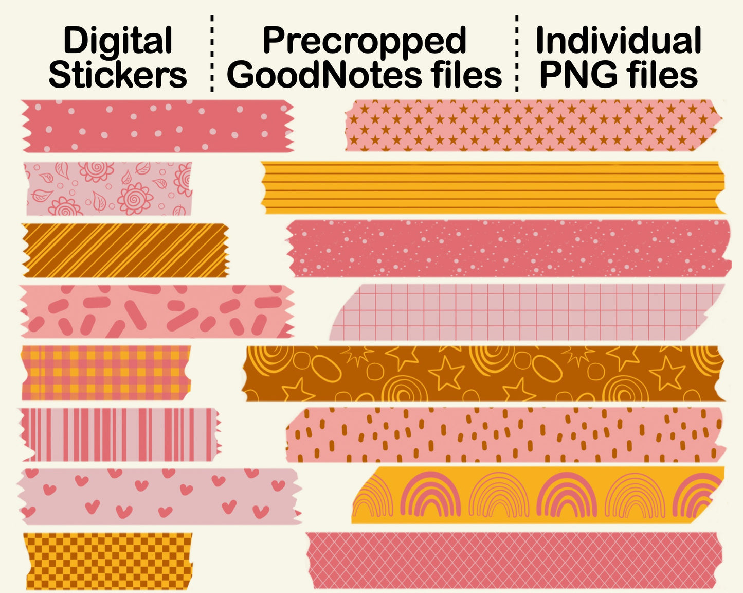 Digital Washi Tape - Pink and Yellow