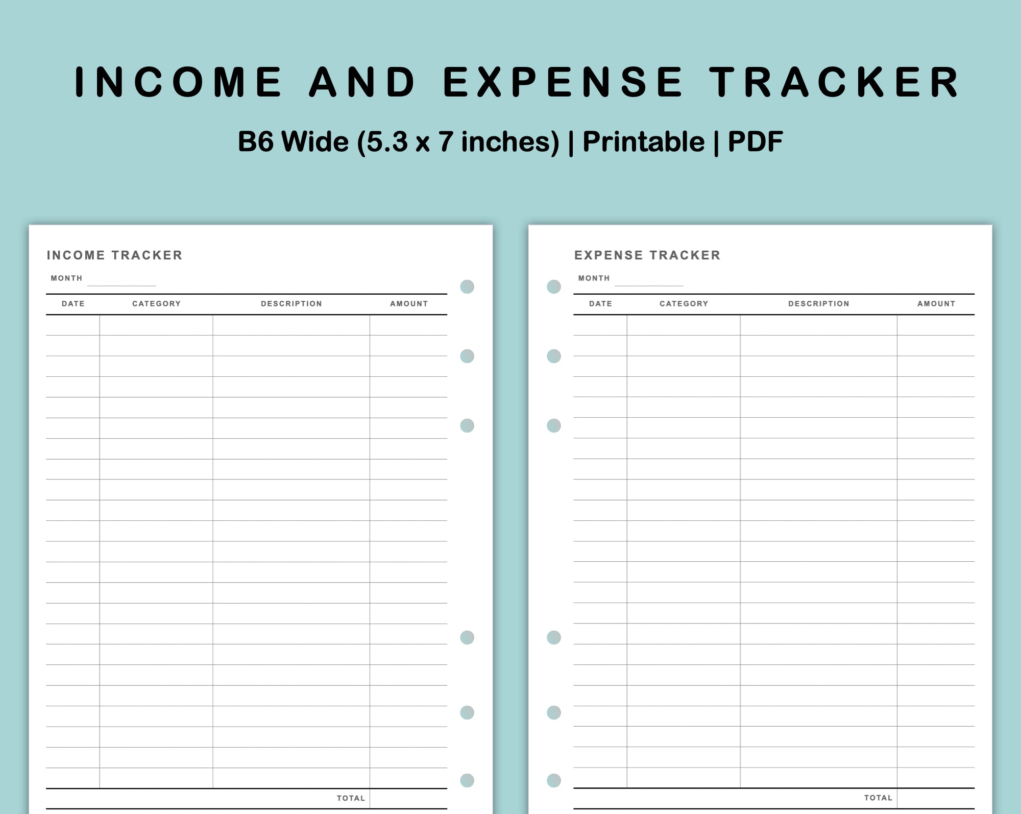 B6 Wide Inserts - Income and Expense Tracker – kjunstudio b6-wide-inserts-income-and-expense-tracker-kjunstudio