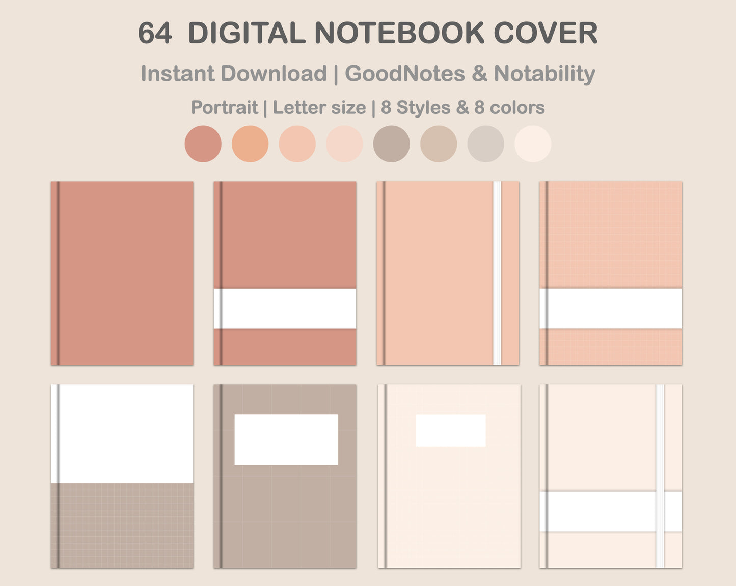 Digital Notebook Cover - Portrait - Neutral