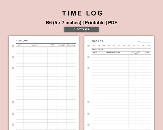 B6 Inserts - Time Log