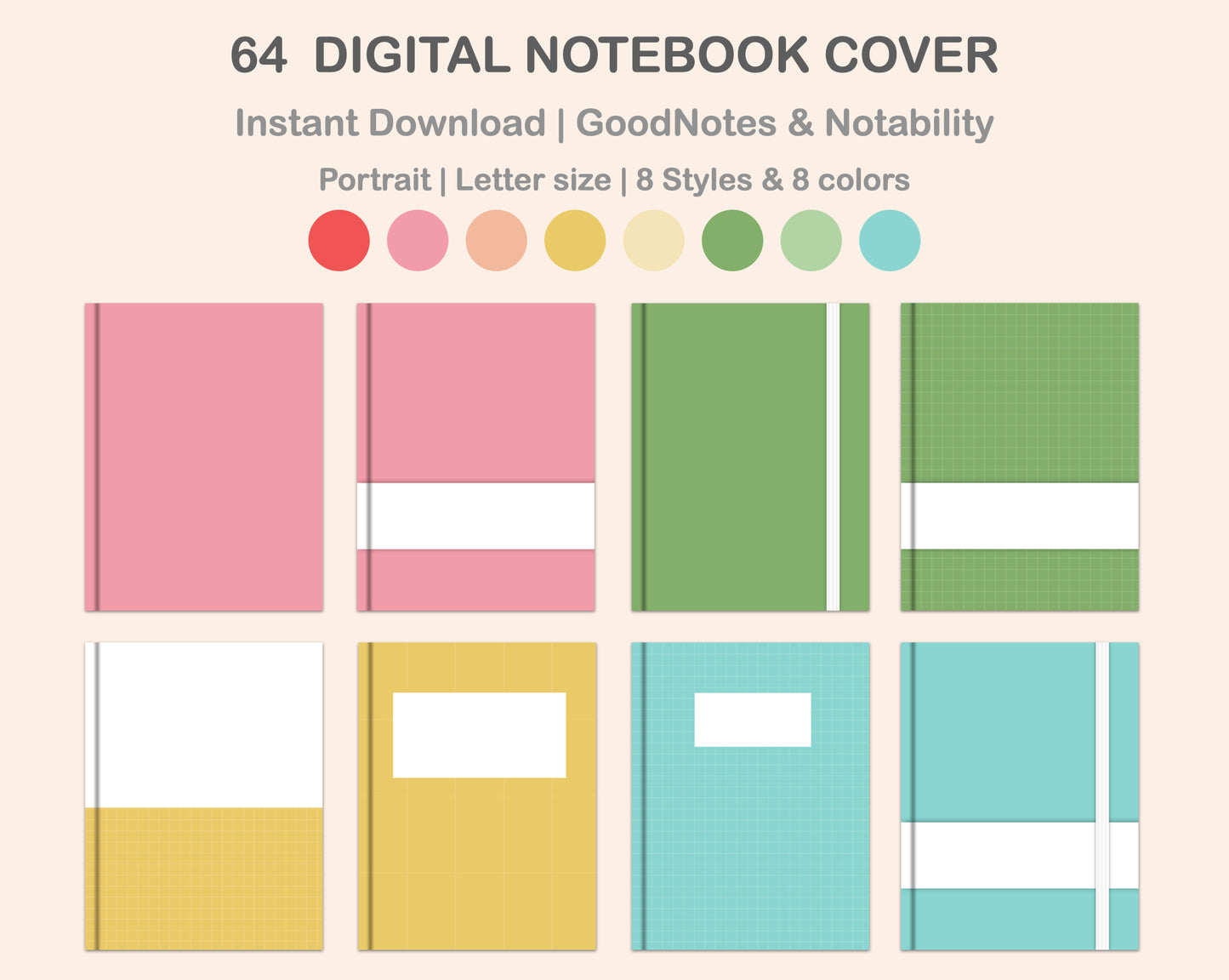 Digital Notebook Cover - Portrait - Macaron