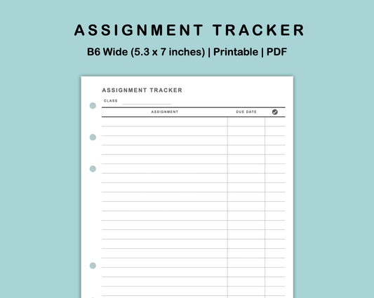 B6 Wide Inserts - Assignment Tracker