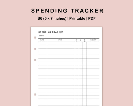 B6 Inserts - Spending Tracker