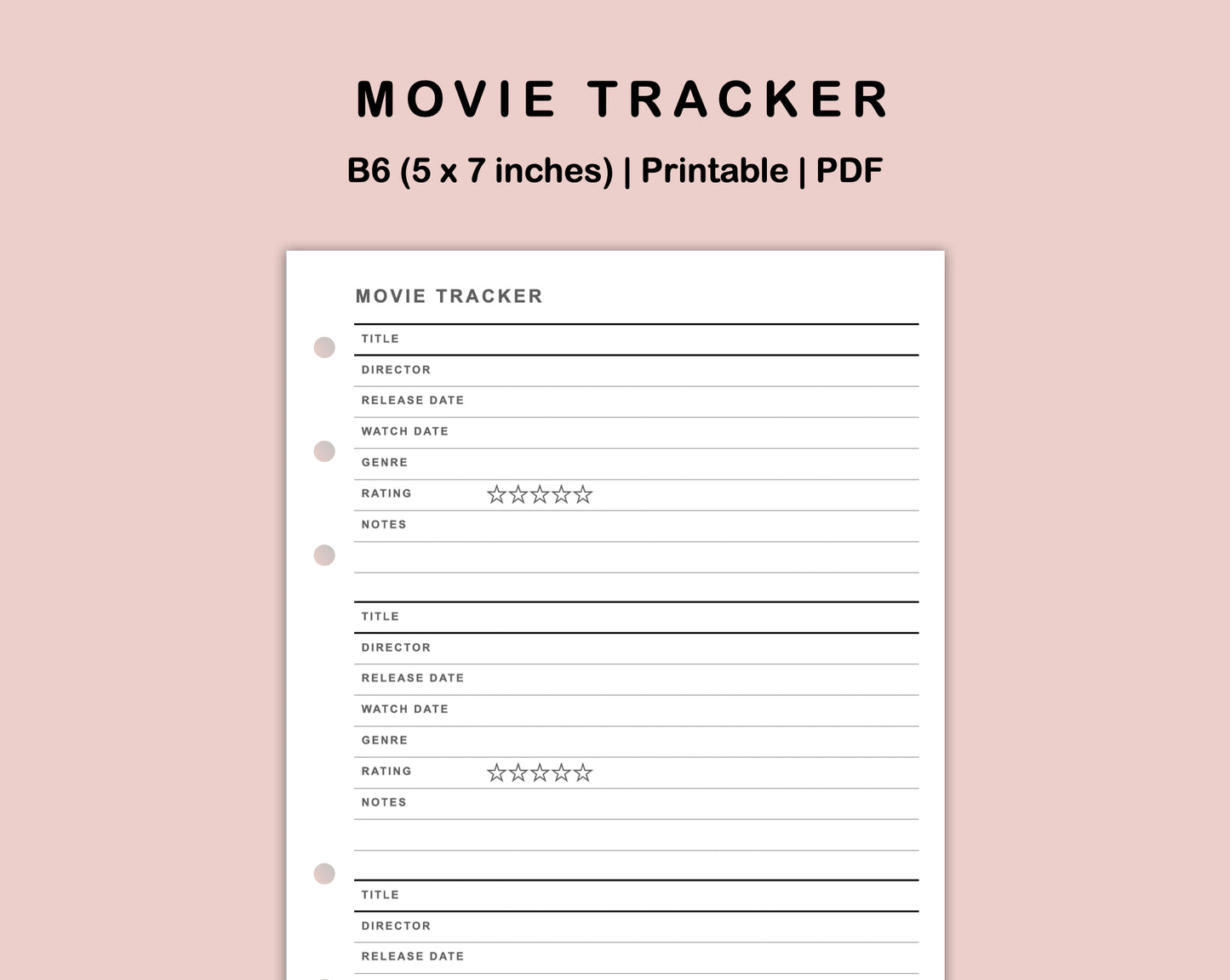 B6 Inserts - Movie Tracker