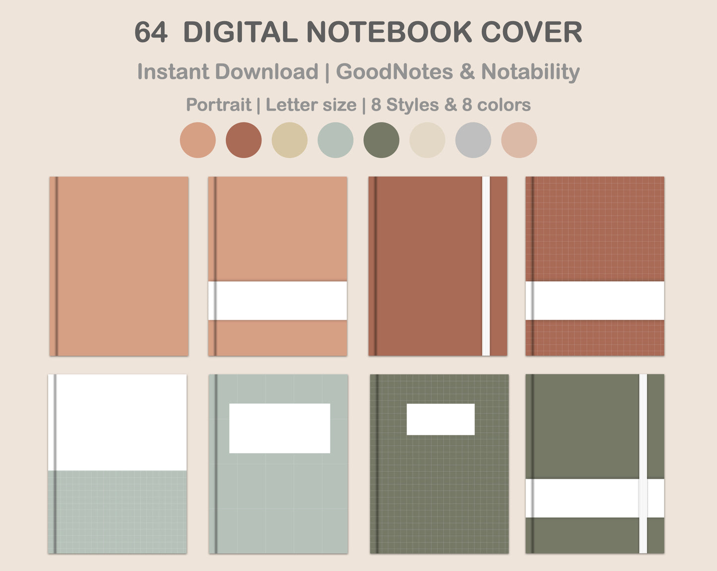 Digital Notebook Cover - Portrait - Earthy