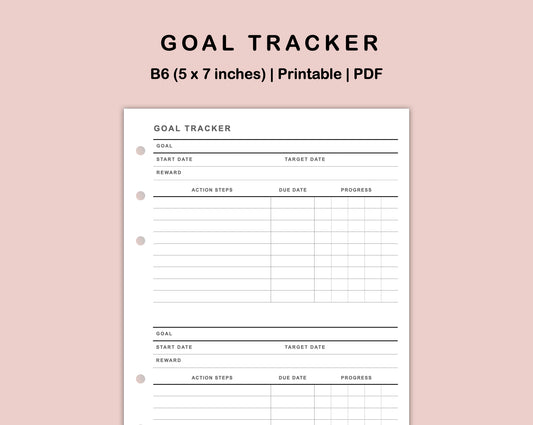 B6 Inserts - Goal Tracker
