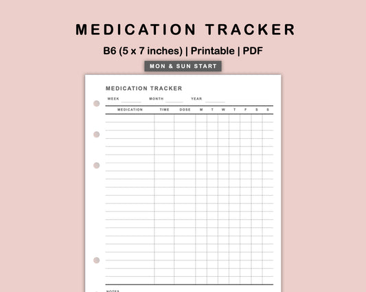 B6 Inserts - Medication Tracker