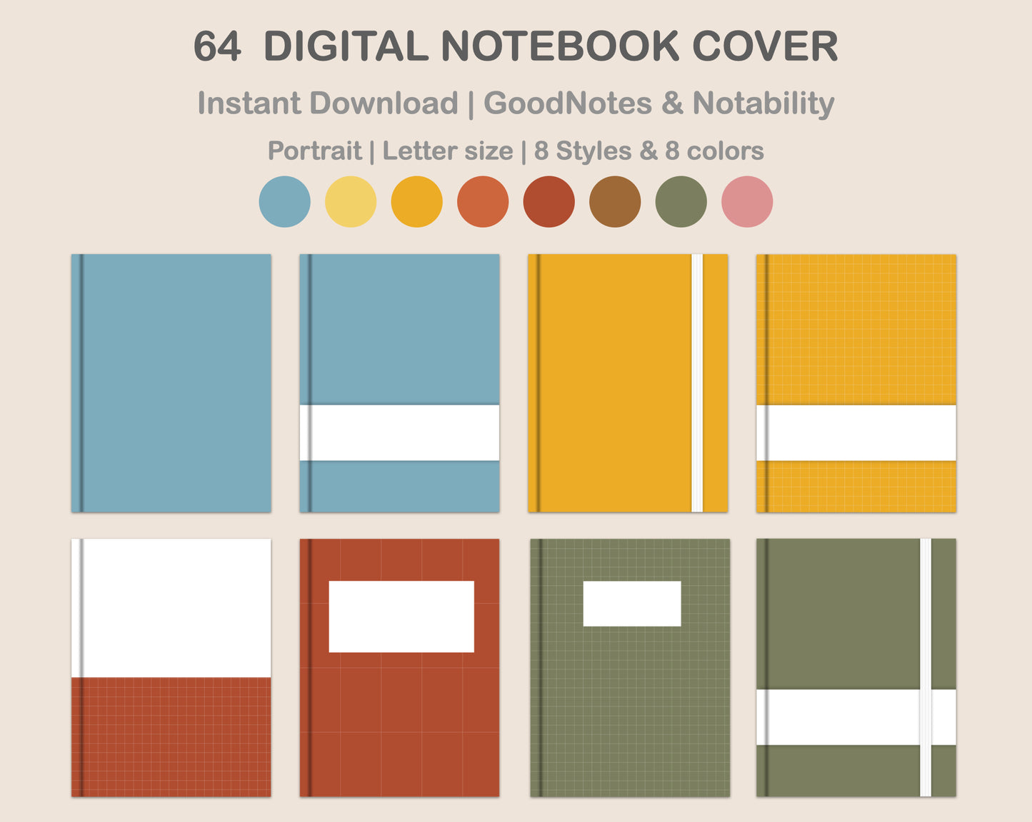 Digital Notebook Cover - Portrait - Vintage