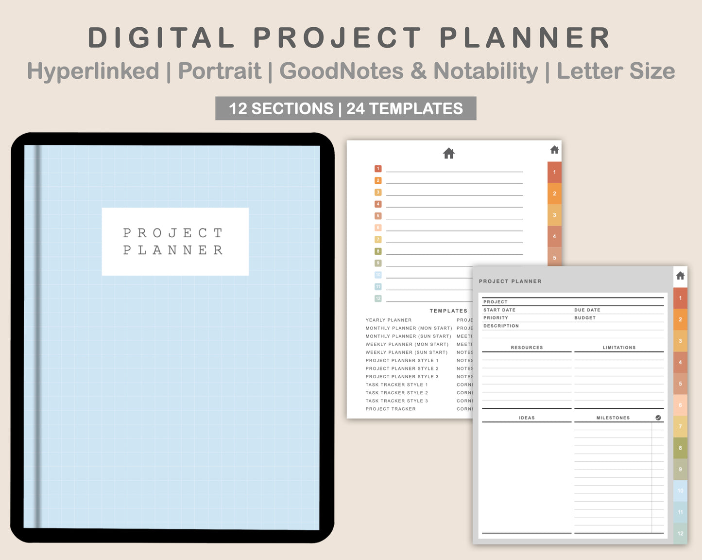 Digital Project Planner - Portrait - Autumn