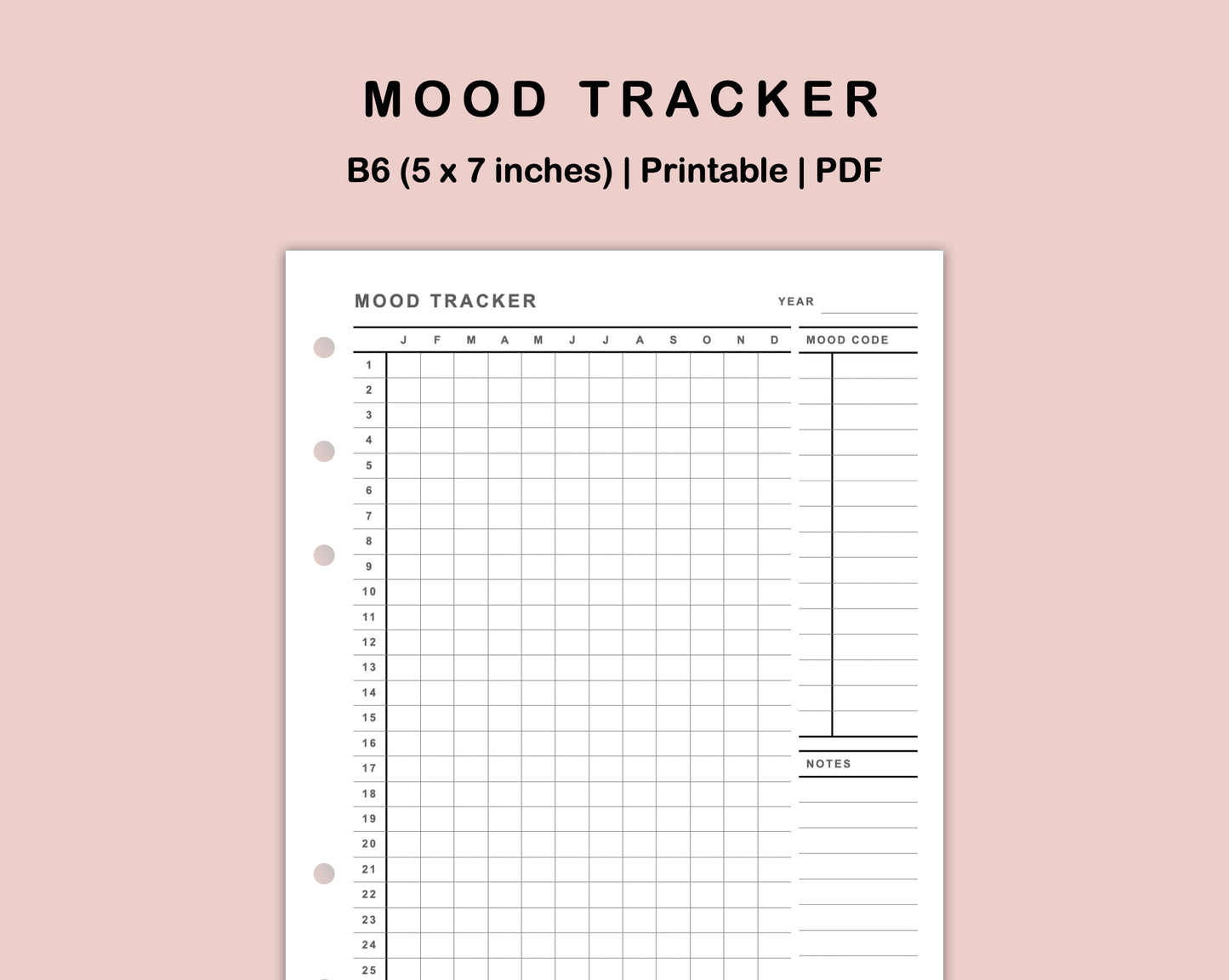 B6 Inserts - Mood Tracker
