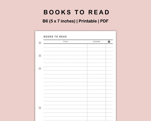 B6 Inserts - Books to read