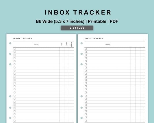 B6 Wide Inserts - Inbox Tracker