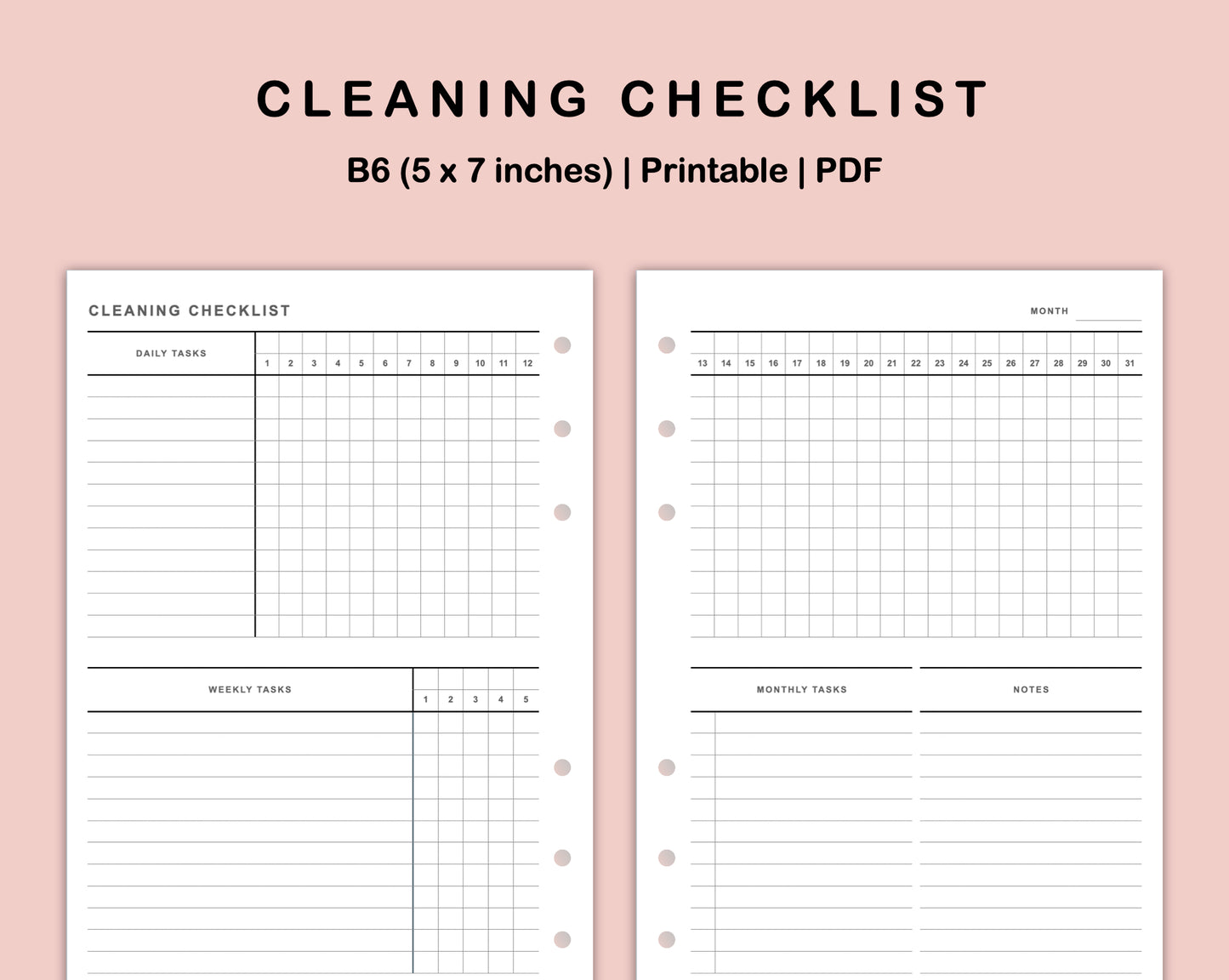 B6 Inserts - Cleaning Checklist