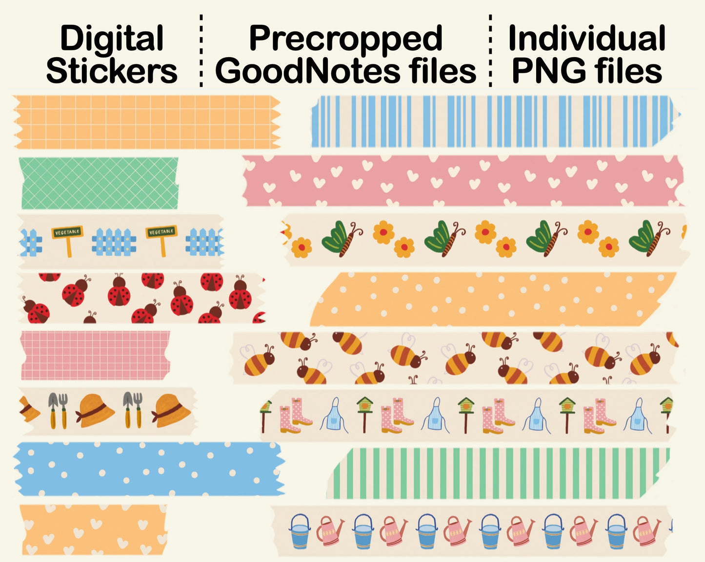 Digital Washi Tape - Pastel Spring Garden