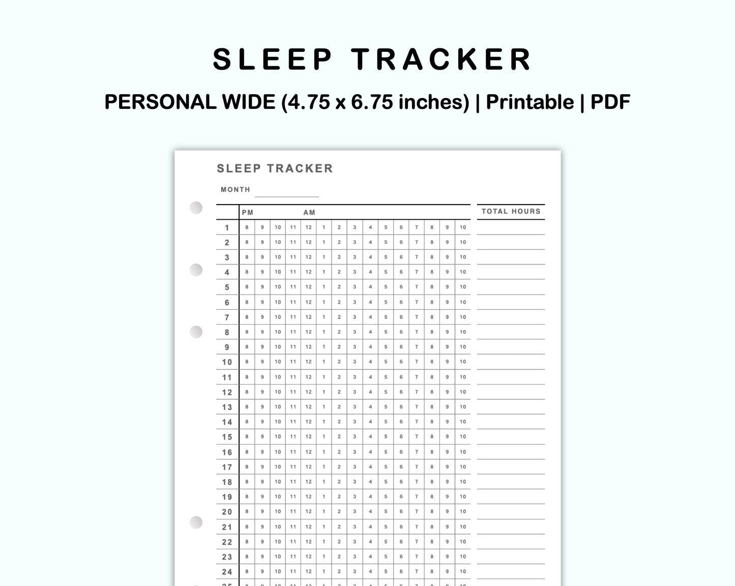 Personal Wide Inserts - Sleep Tracker