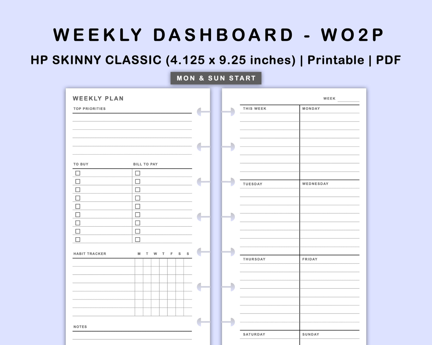 Skinny Classic HP Inserts - Weekly Dashboard