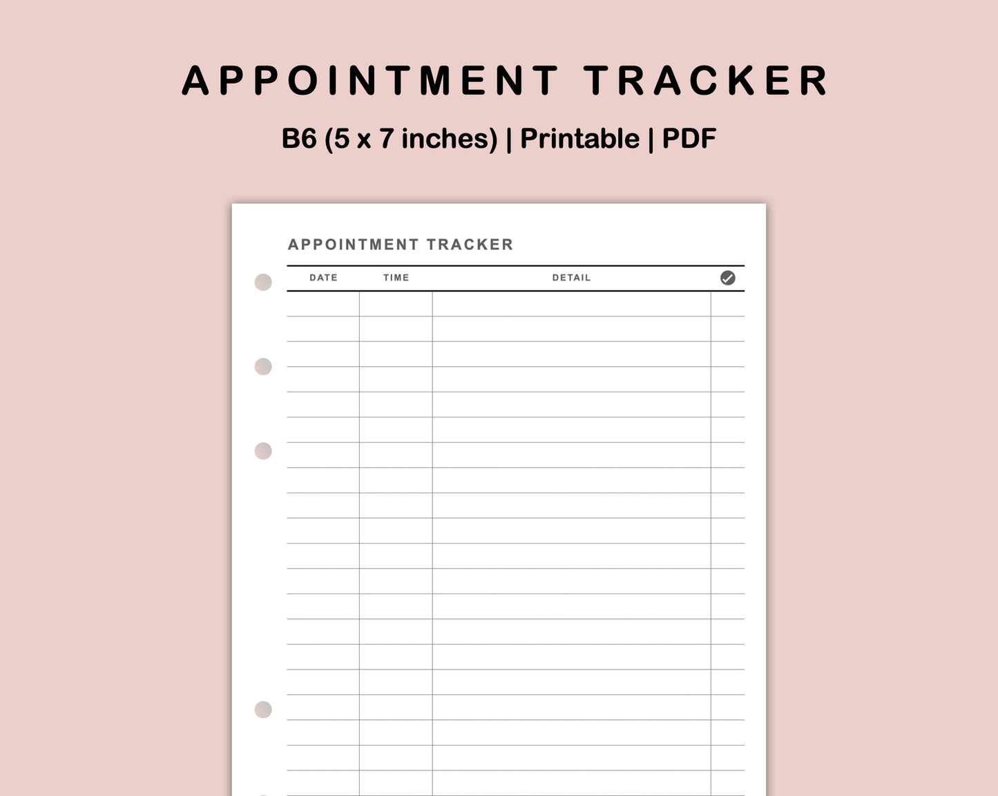 B6 Inserts - Appointment Tracker