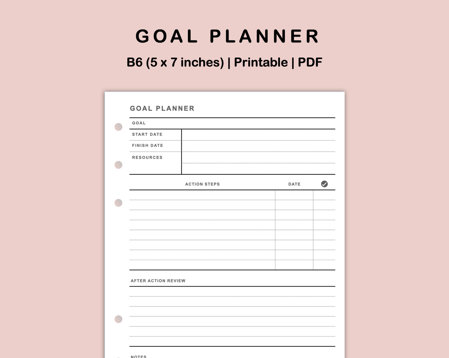 B6 Inserts - Goal Planner
