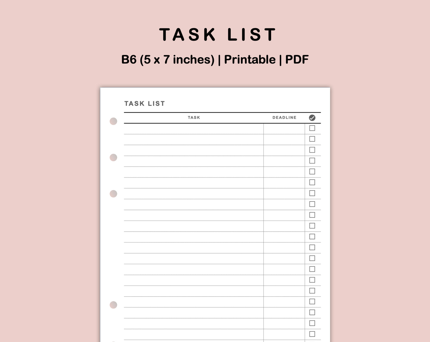 B6 Inserts - Task List