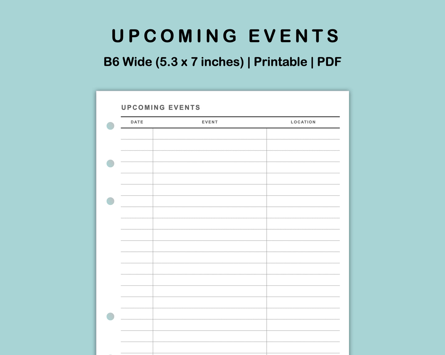 B6 Wide Inserts - Upcoming Event