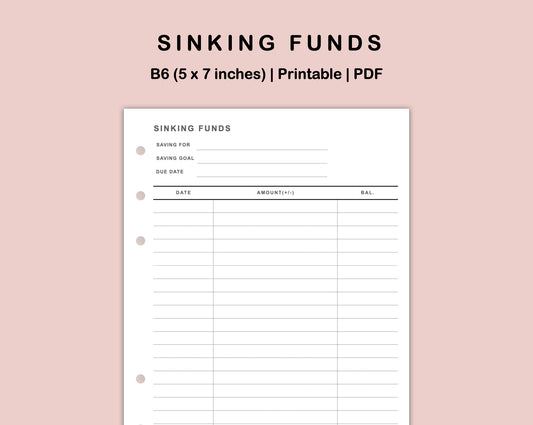 B6 Inserts - Sinking Funds