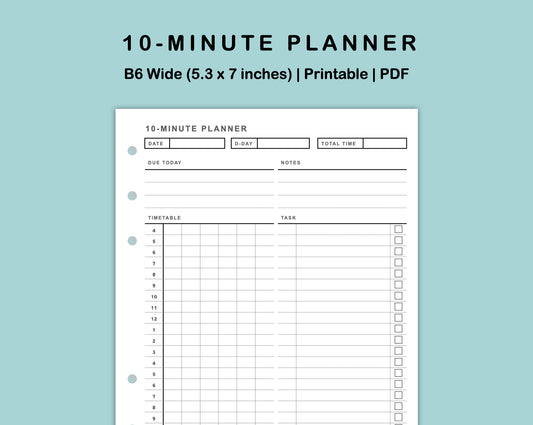 B6 Wide Inserts - 10 Minute Tracker