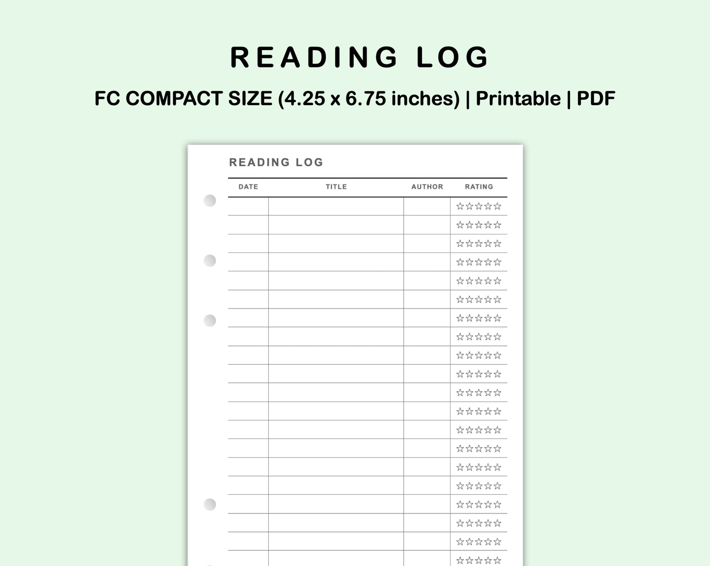 FC Compact Inserts - Reading Log