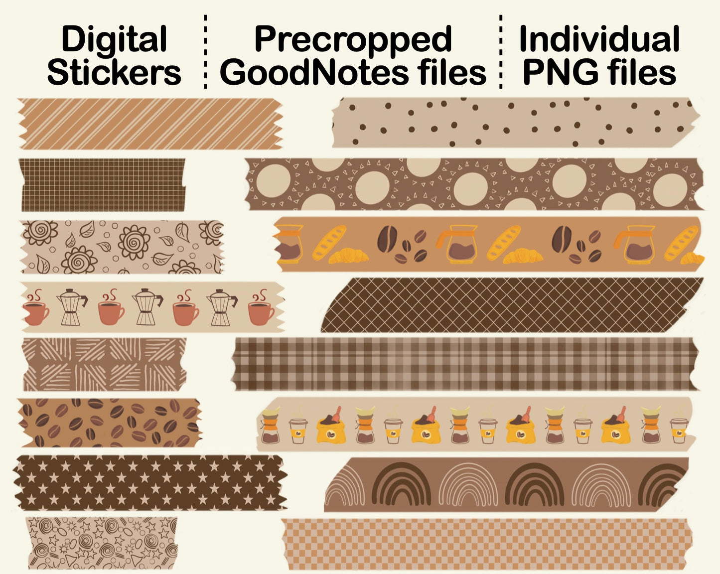 Digital Washi Tape - Brown Coffee