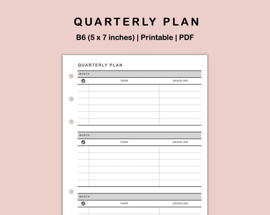 B6 Inserts - Quarterly Plan