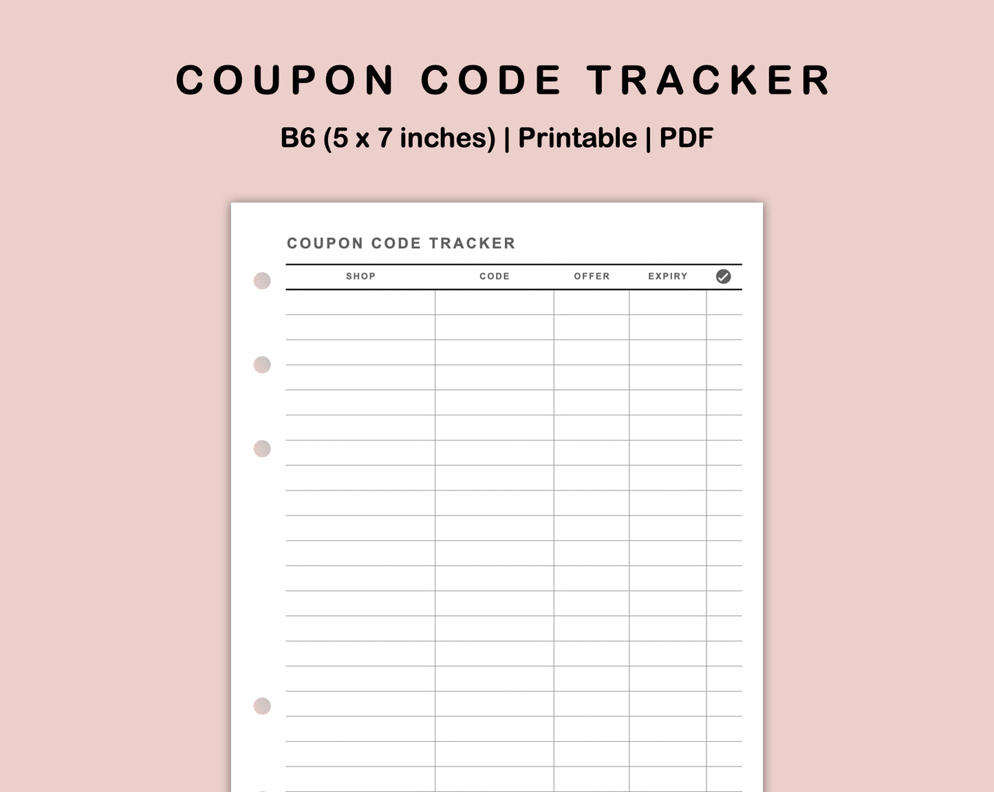 B6 Inserts - Coupon Code Tracker