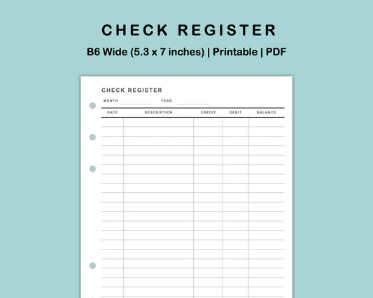 B6 Wide Inserts - Check Register
