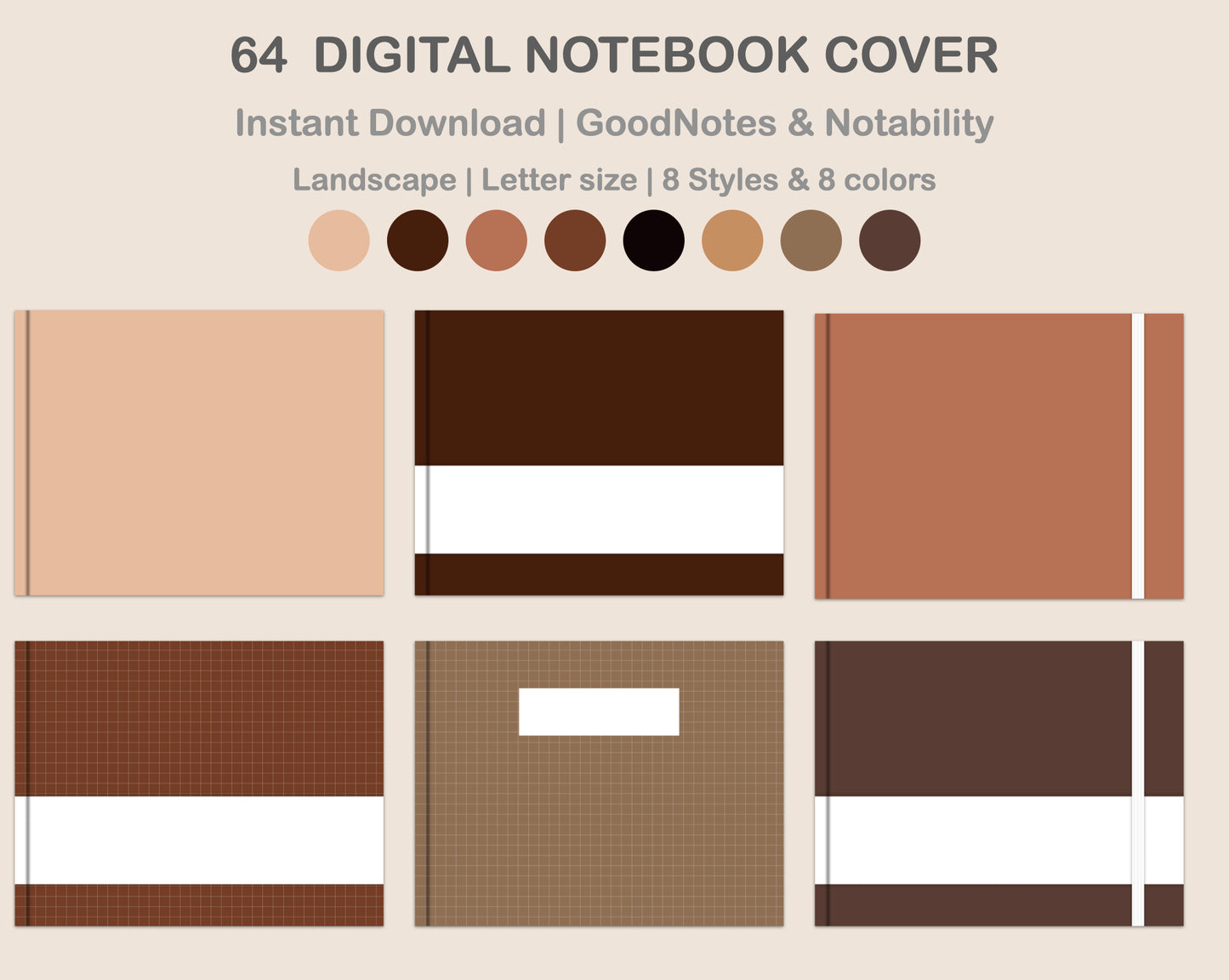 Digital Notebook Cover - Landscape - Brown Coffee