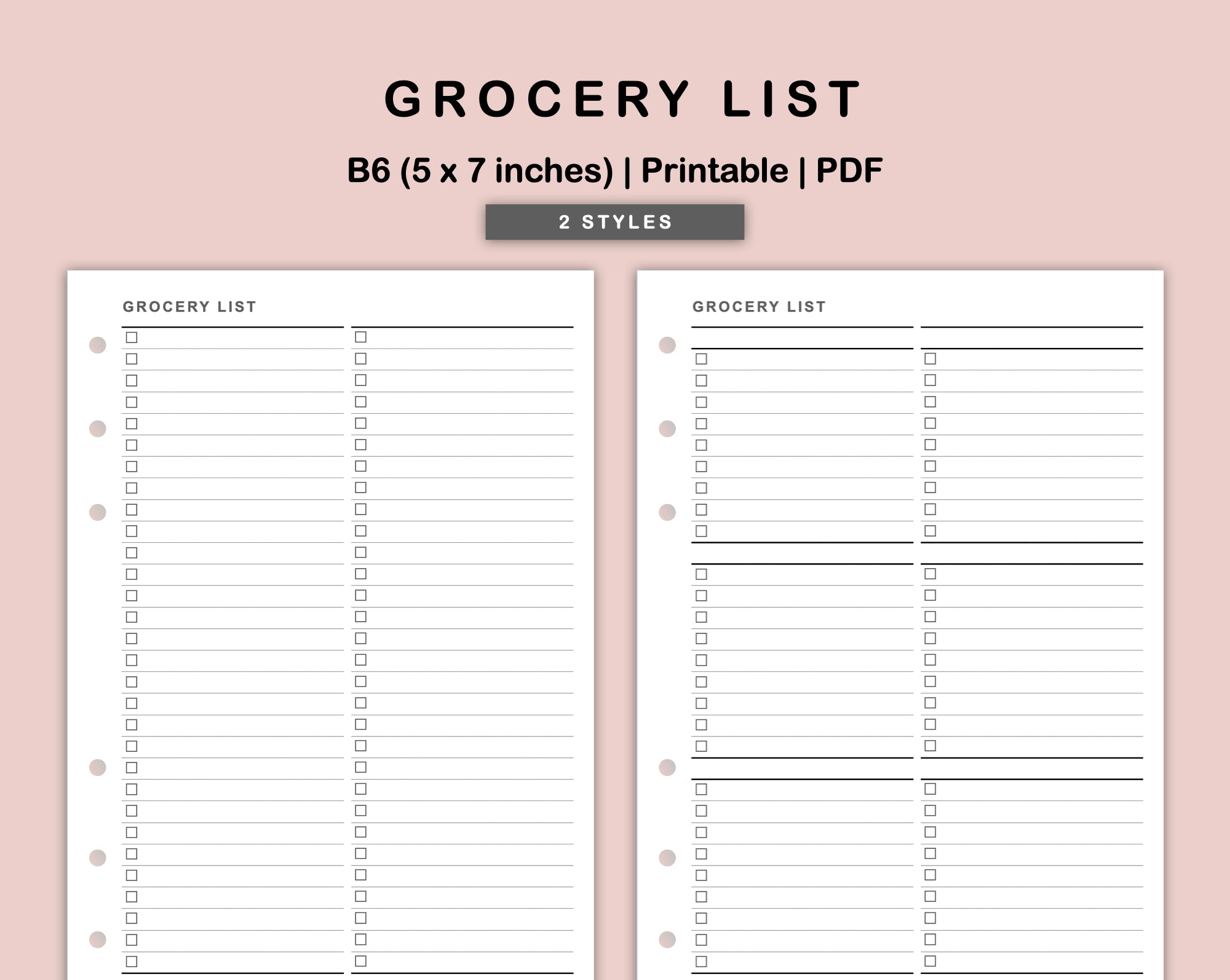 B6 Inserts Grocery List Kjunstudio