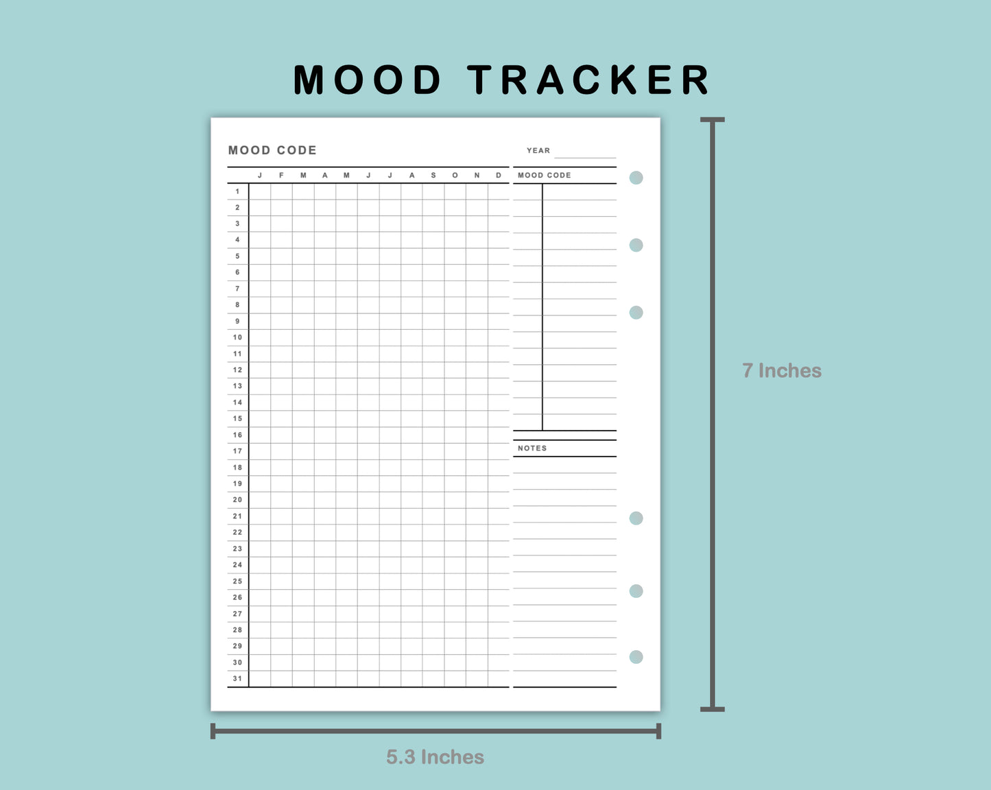 B6 Wide Inserts - Mood Tracker