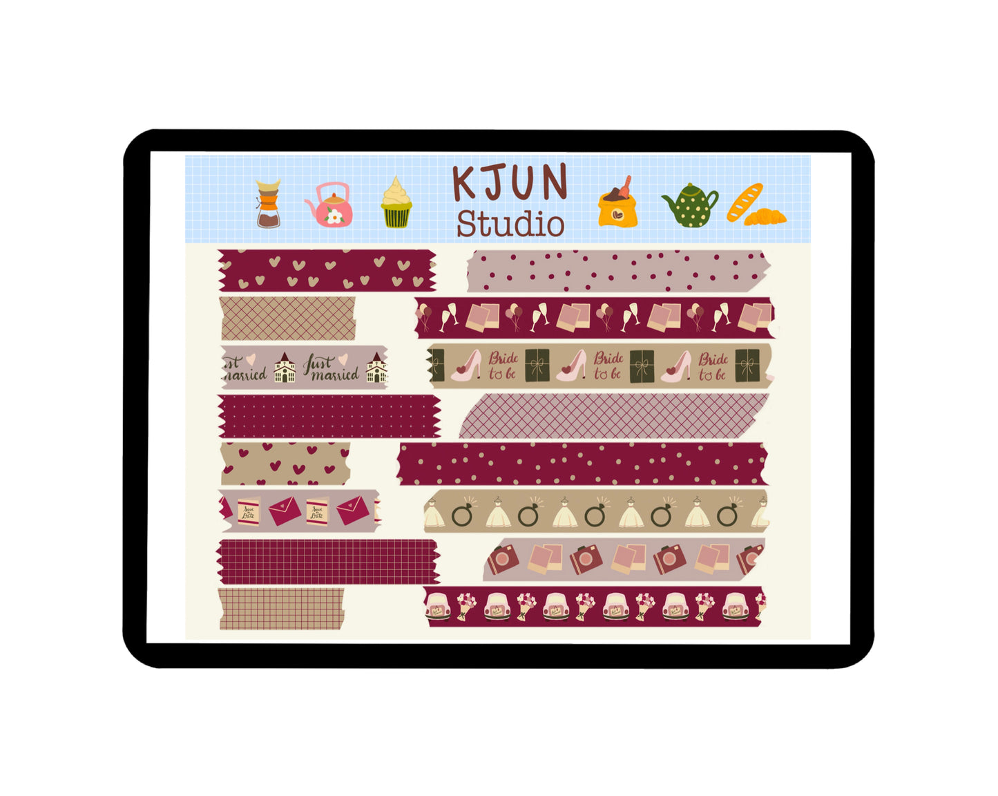 Digital Washi Tape - Pink Wedding