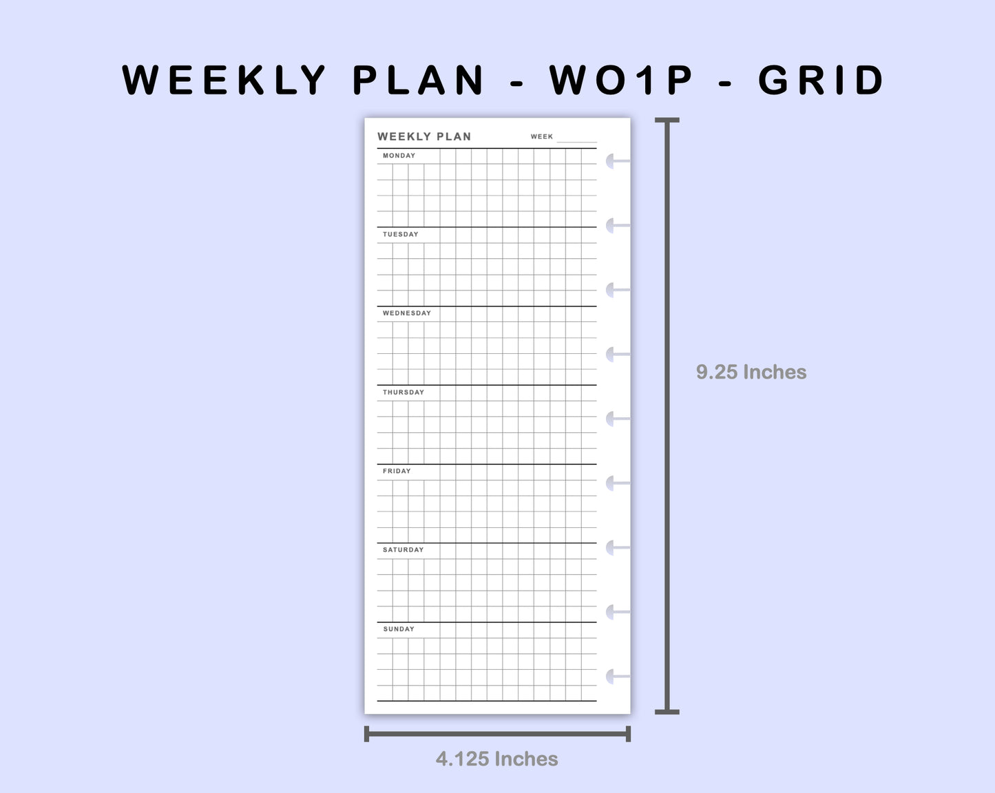 Skinny Classic HP Inserts - Weekly Plan - WO1P - Grid