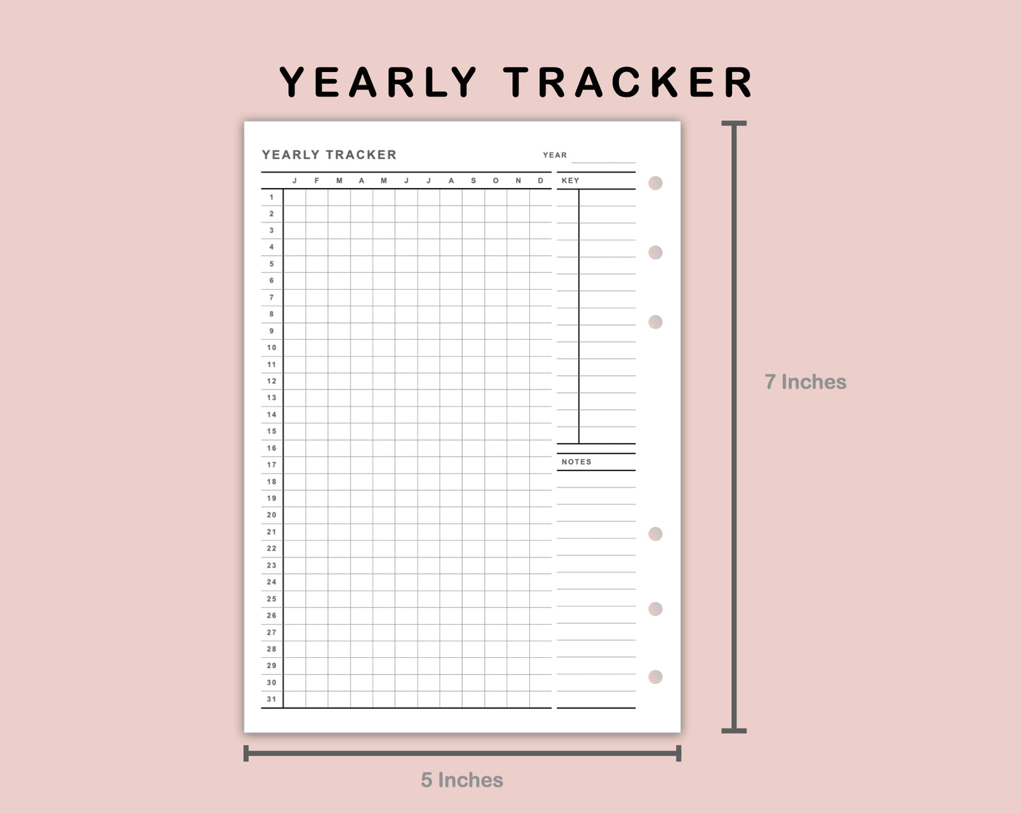 B6 Inserts - Yearly Tracker