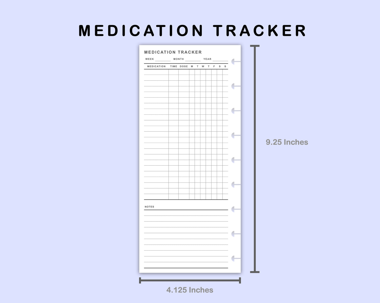 Skinny Classic HP Inserts - Medication Tracker