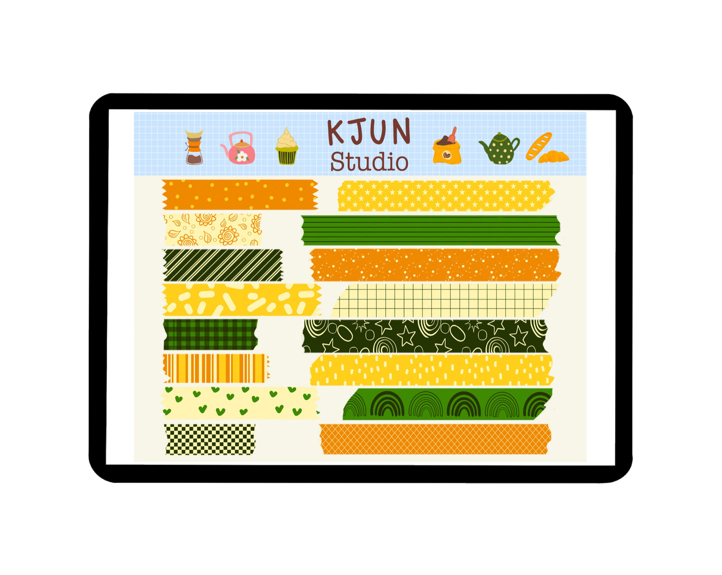 Digital Washi Tape - Green and Yellow