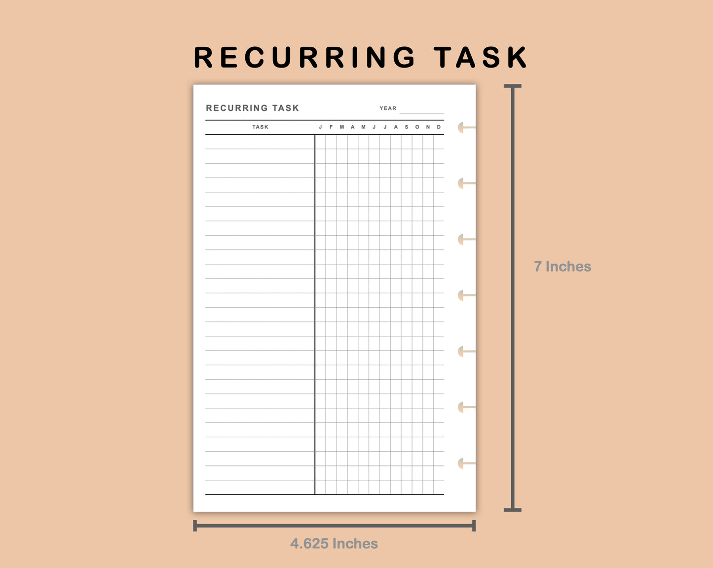 Mini Happy Planner Inserts - Recurring Task
