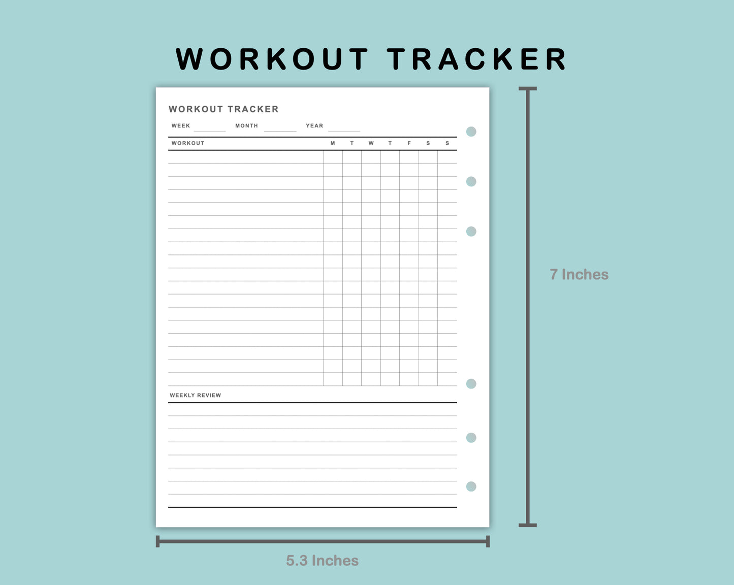B6 Wide Inserts - Workout Tracker