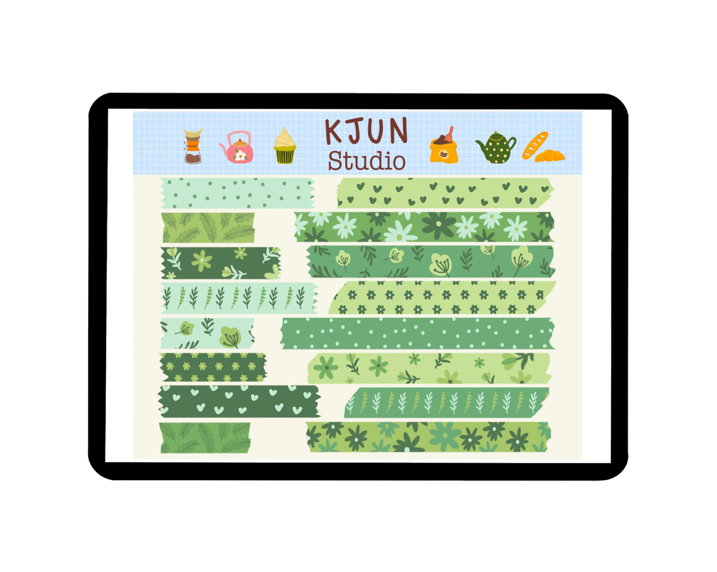 Digital Washi Tape - Nature Green Floral
