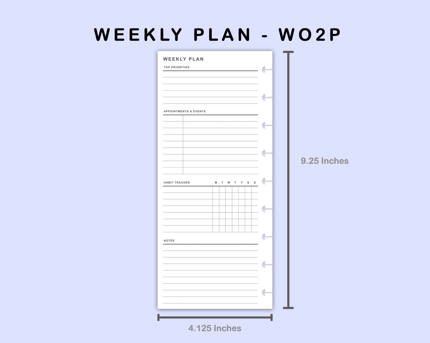 Skinny Classic HP Inserts - Weekly Plan - WO2P - with Habit Tracker
