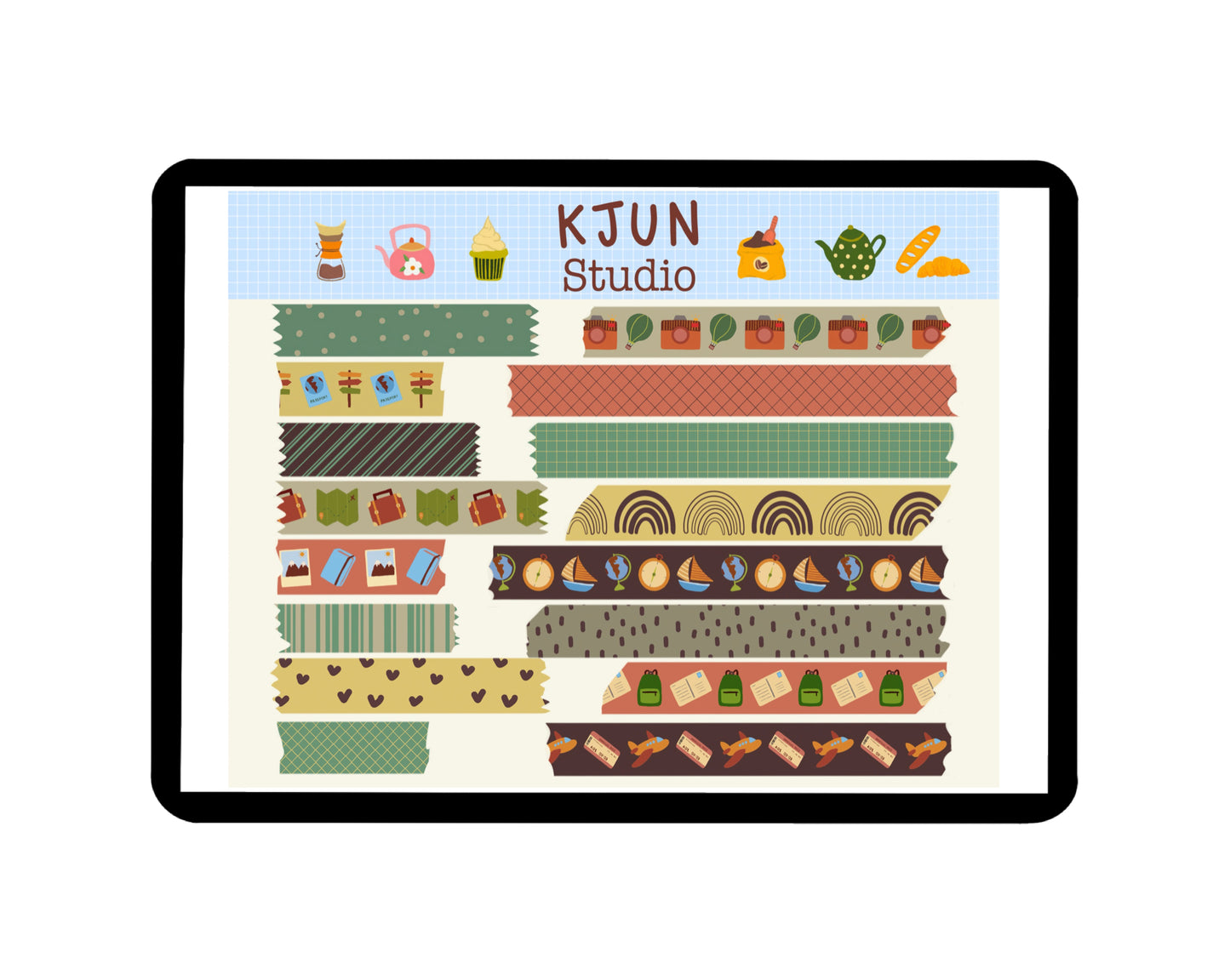 Digital Washi Tape - Vintage Retro Travel