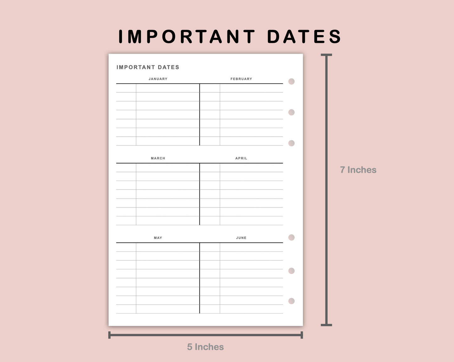 B6 Inserts - Importanat Dates