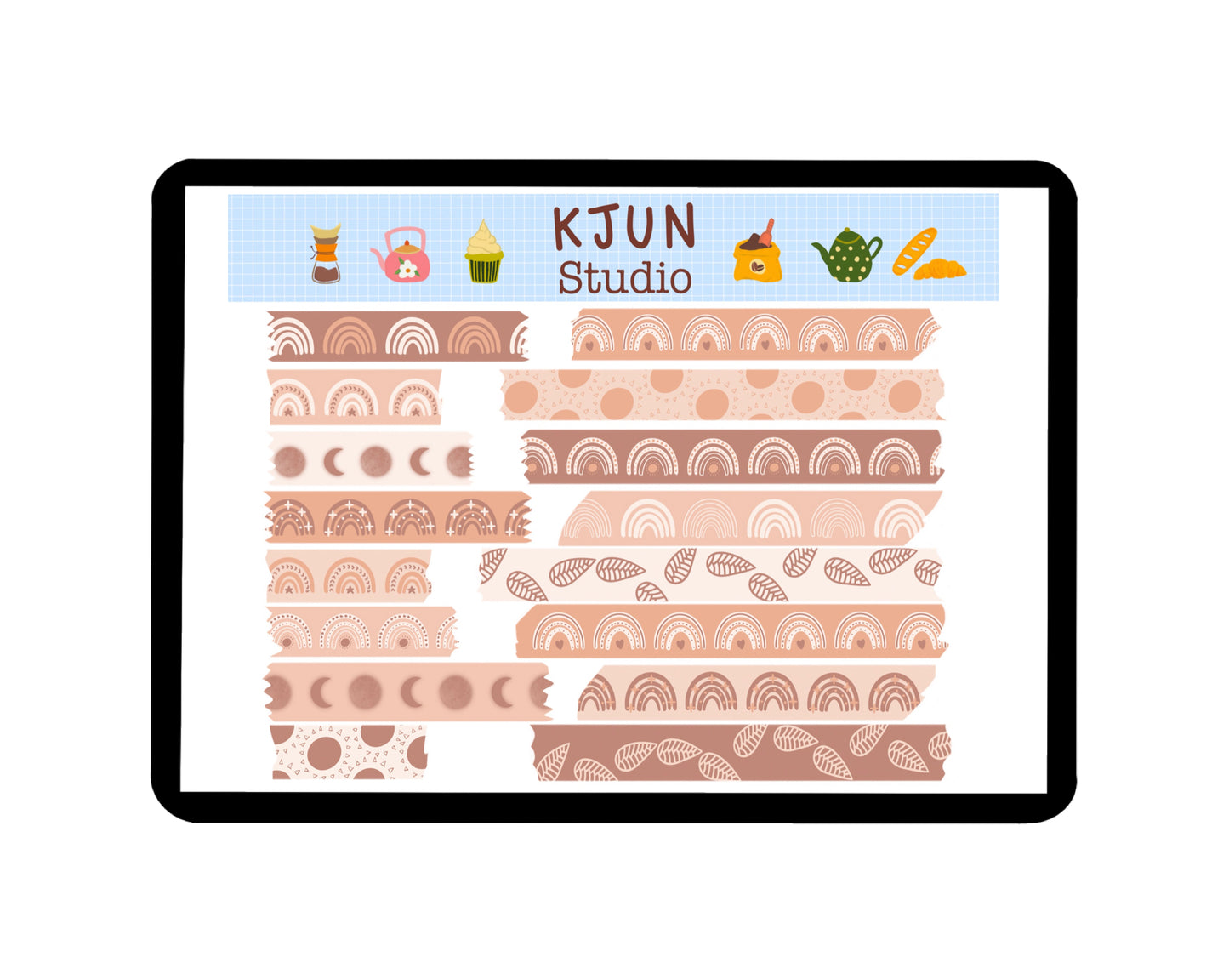 Digital Washi Tape - Neutral Rainbow
