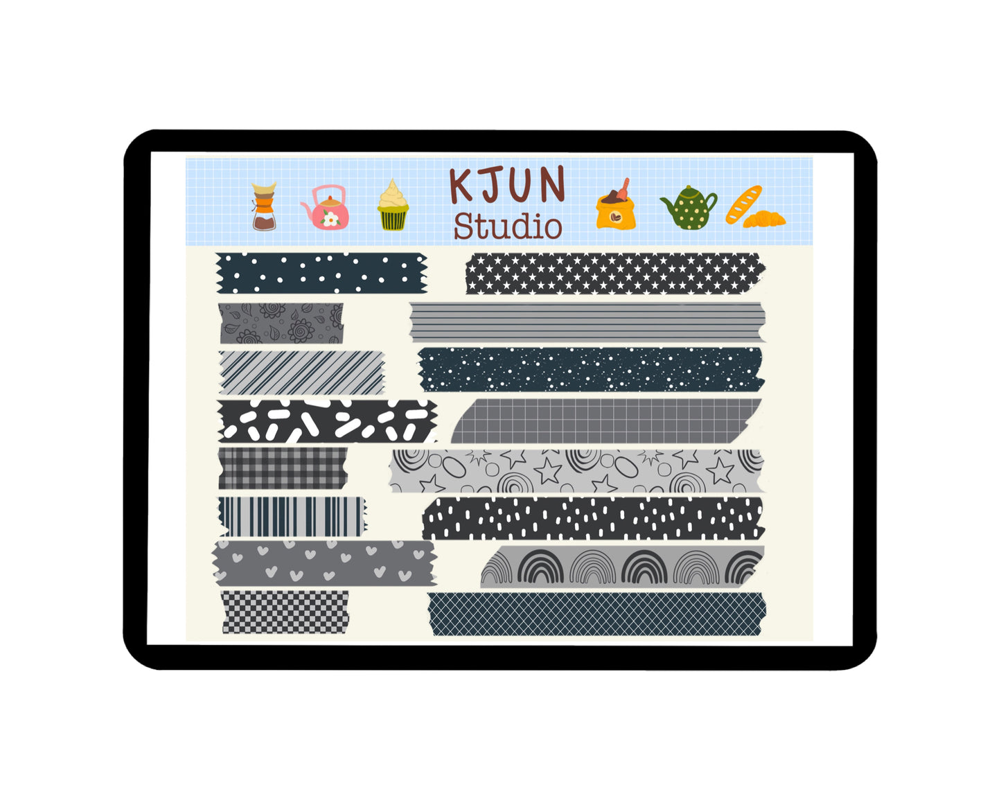 Digital Washi Tape - Black and White